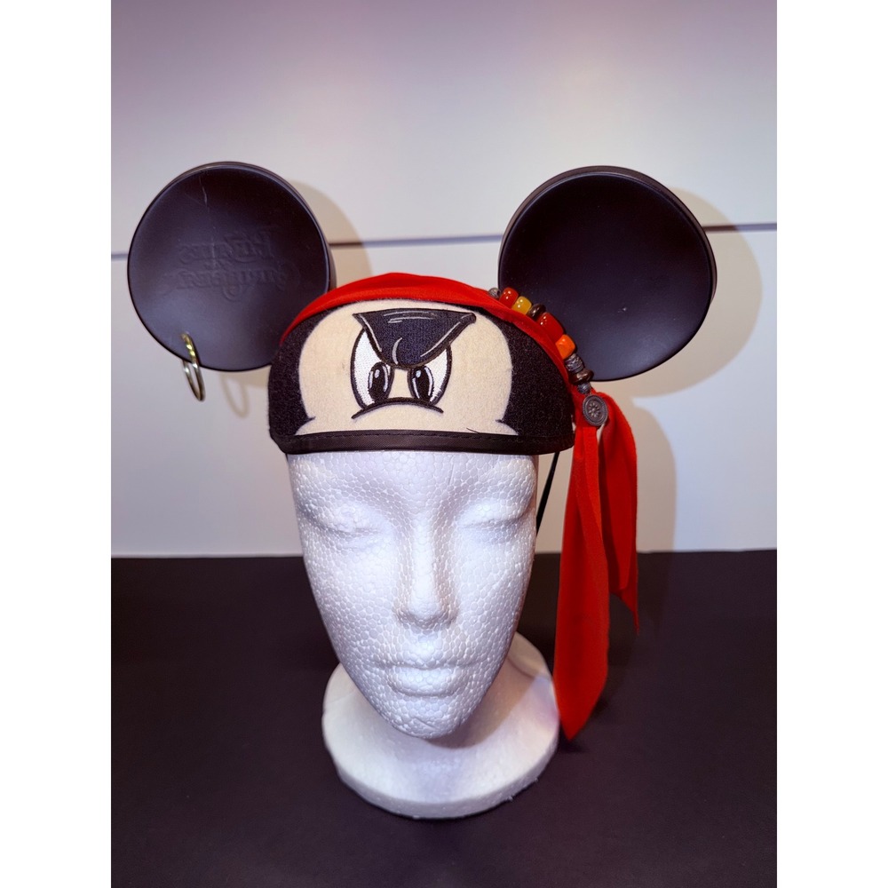Disney Parks Mickey Mouse Pirates of the Caribbean Ear Hat Red Bandana One Size